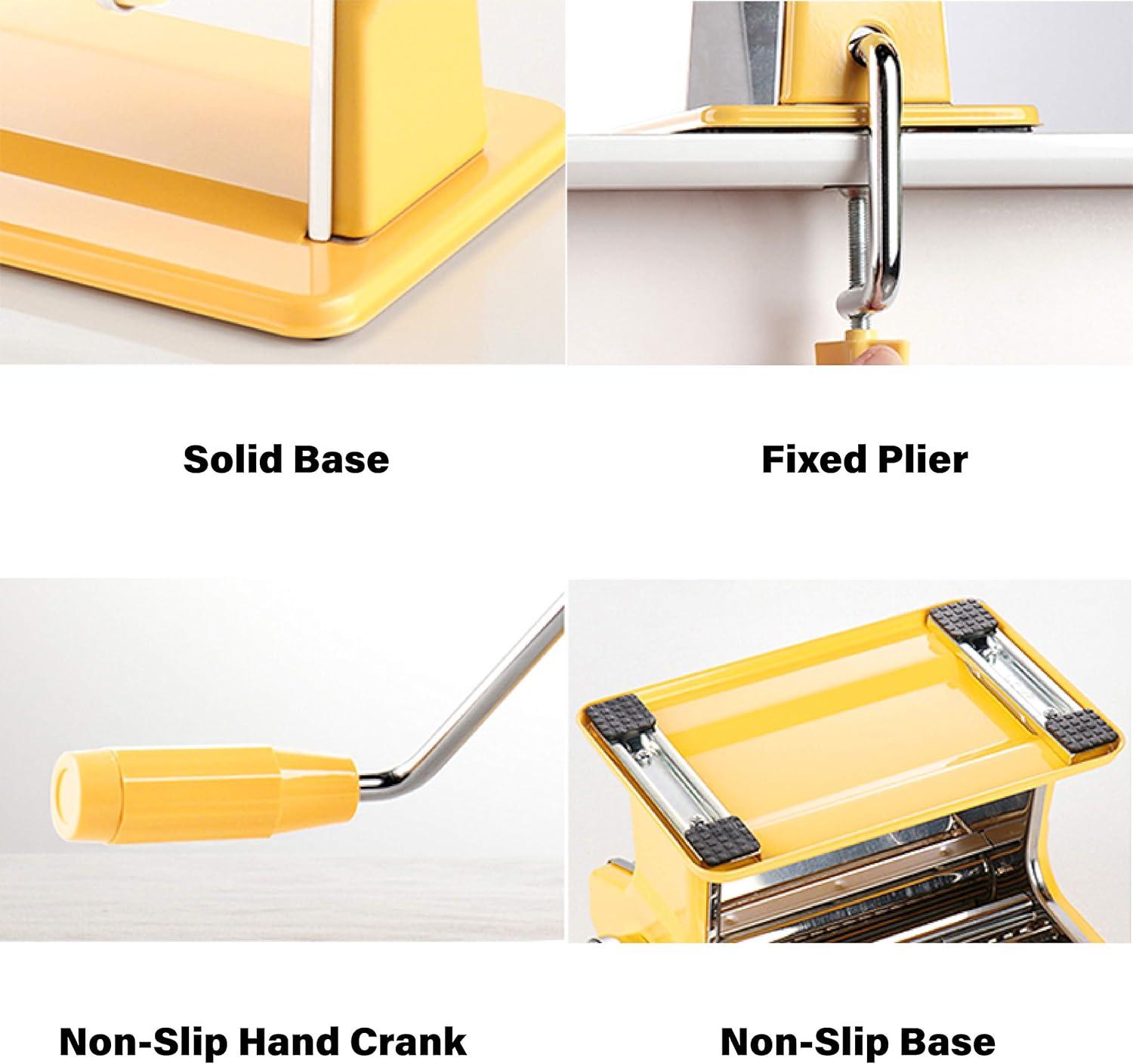 elabo Pasta Machine - Stainless Steel Roller Pasta Maker - 7 Adjustable Thickness Settings Noodles Maker with Hand Crank, Perfect for Spaghetti, Fettuccini, Lasagna or Dumpling Skins