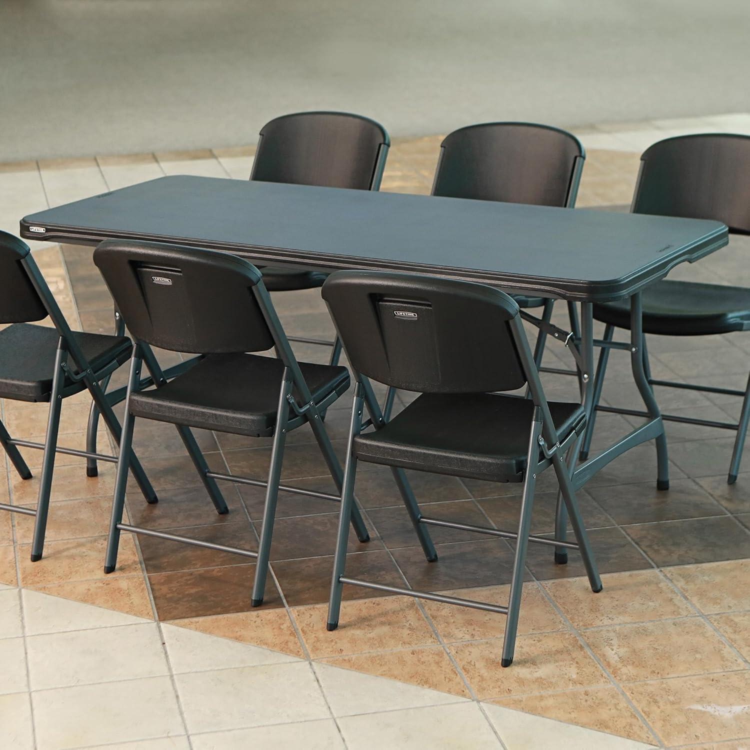 Lifetime 6-Foot Black Rectangular Folding Table for Indoor/Outdoor Use