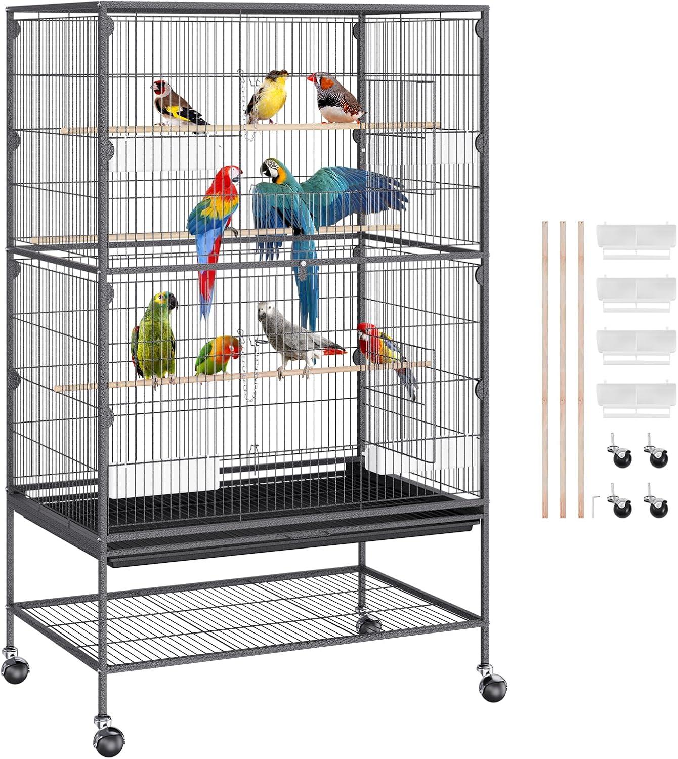VEVOR Carbon Steel Flight Bird Cage for Parakeets, Cockatiels, Parrots 31*20*52inches