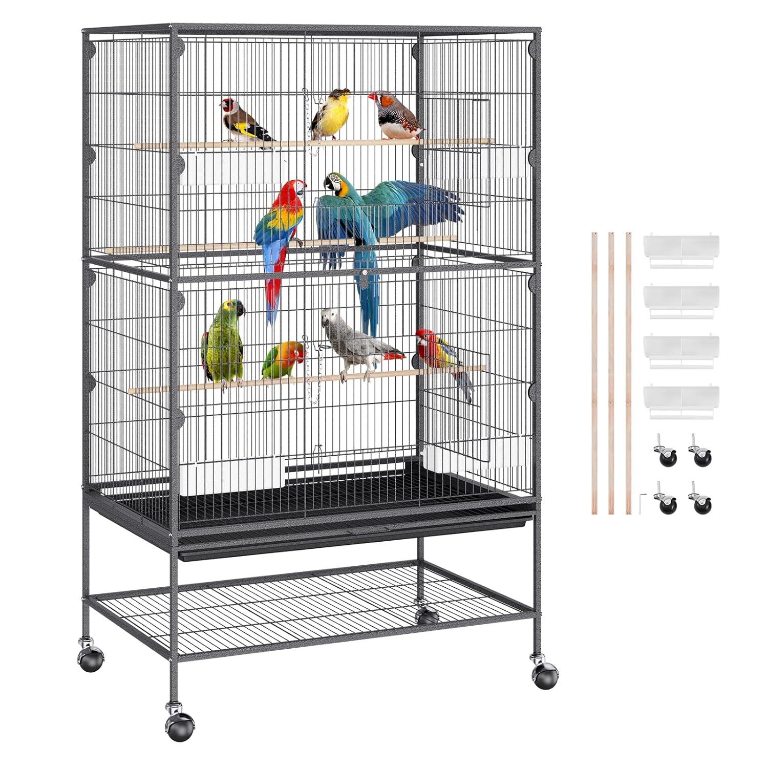 VEVOR Carbon Steel Flight Bird Cage for Parakeets, Cockatiels, Parrots 31*20*52inches