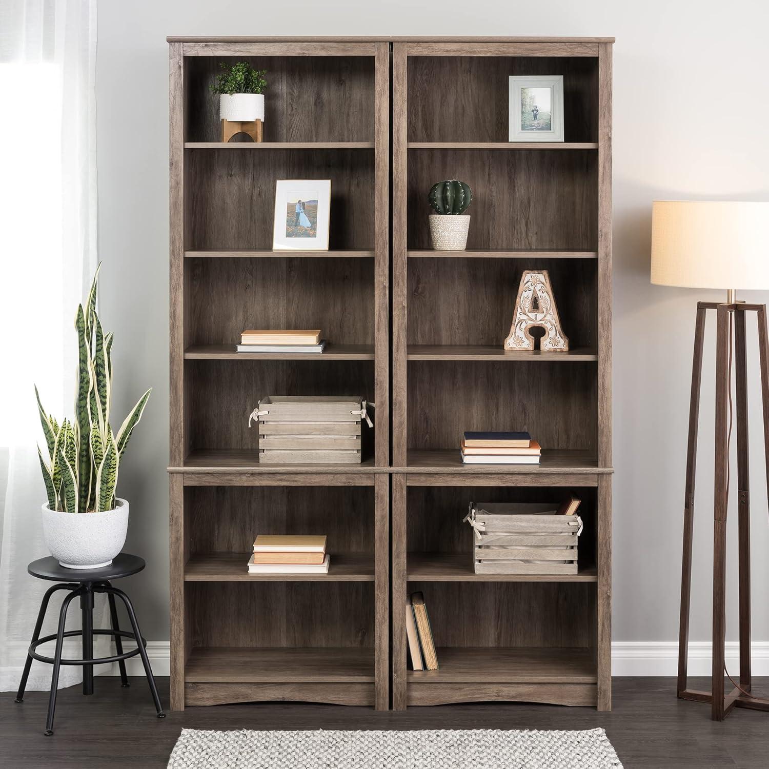 Drifted Gray Composite Transitional Tall 6-Shelf Bookcase