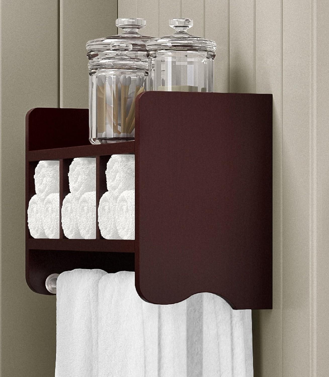 Alaterre Furniture Decorative Wall Cabinet Espresso Brown 25": Hardwood Bathroom Furniture with Towel Bar
