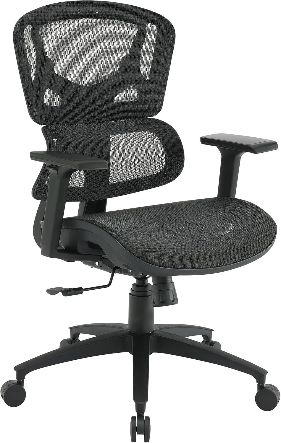 Black Mesh Executive Desk Chair with Adjustable Arms and Metal Base