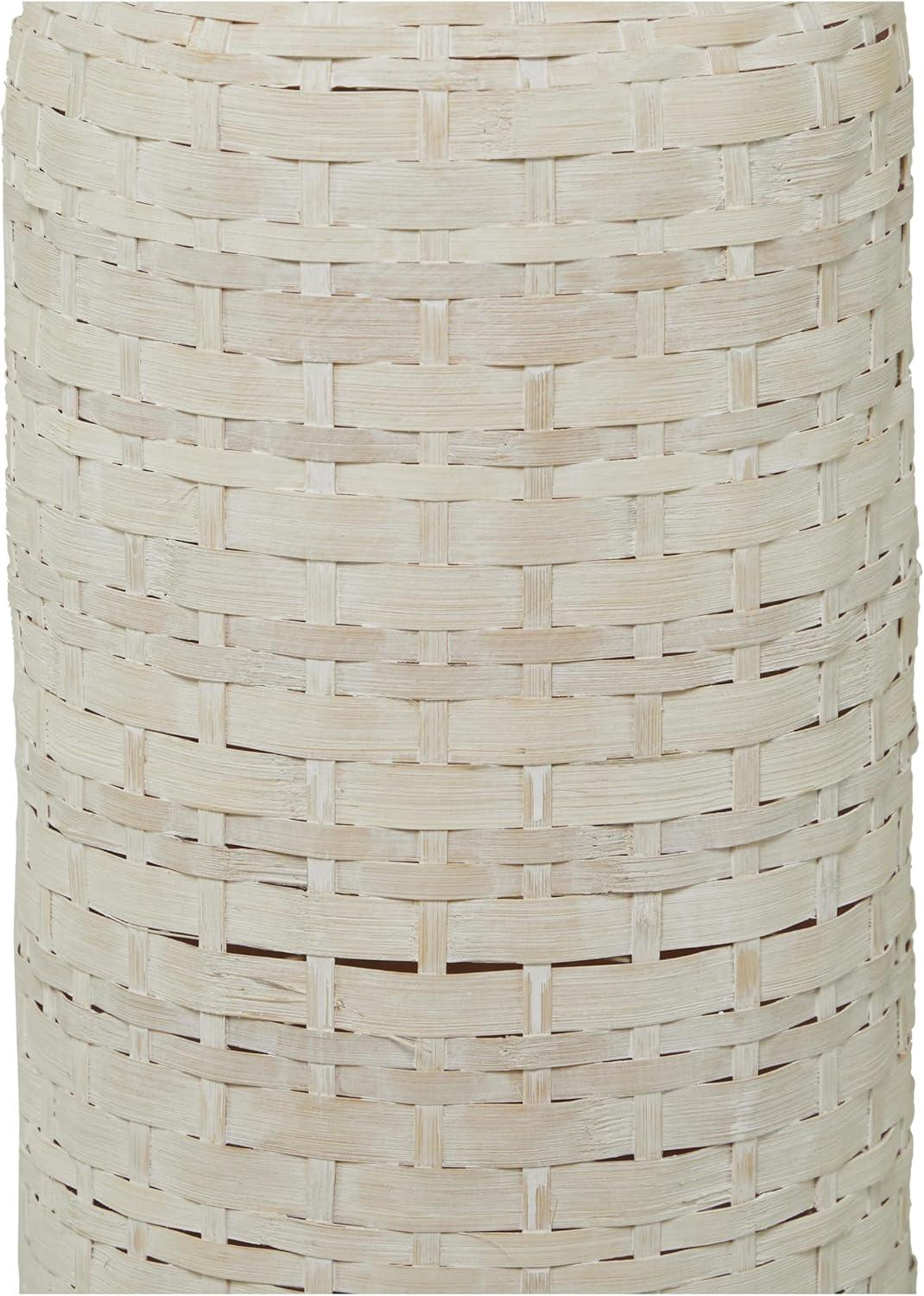 Studio 350 Intricately Woven Tall Bamboo Wood Floor Vase  - White or Brown White - 9"W, 48"H