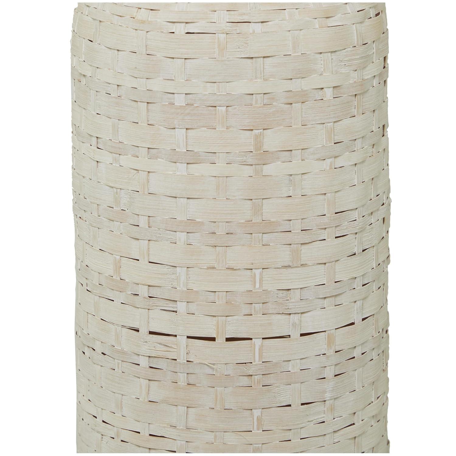 Studio 350 Florero Alto de Piso de Madera de Bambú Intrincadamente Tejido - Blanco O Marrón Blanco - 9"W, 48"H