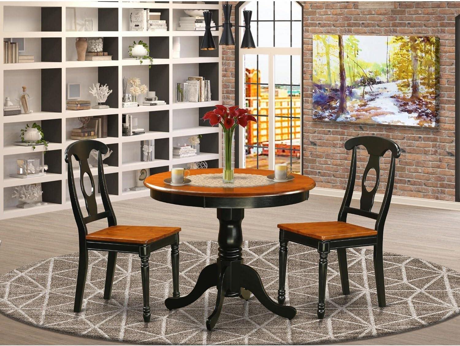 Premium Asian Hardwood Neo-Classical 3-Piece Furniture Set: 2 Chairs + Centerpiece Table | Durable, Authentic, No Treated Wood | Ideal for Dining, Kitchen, Card Room