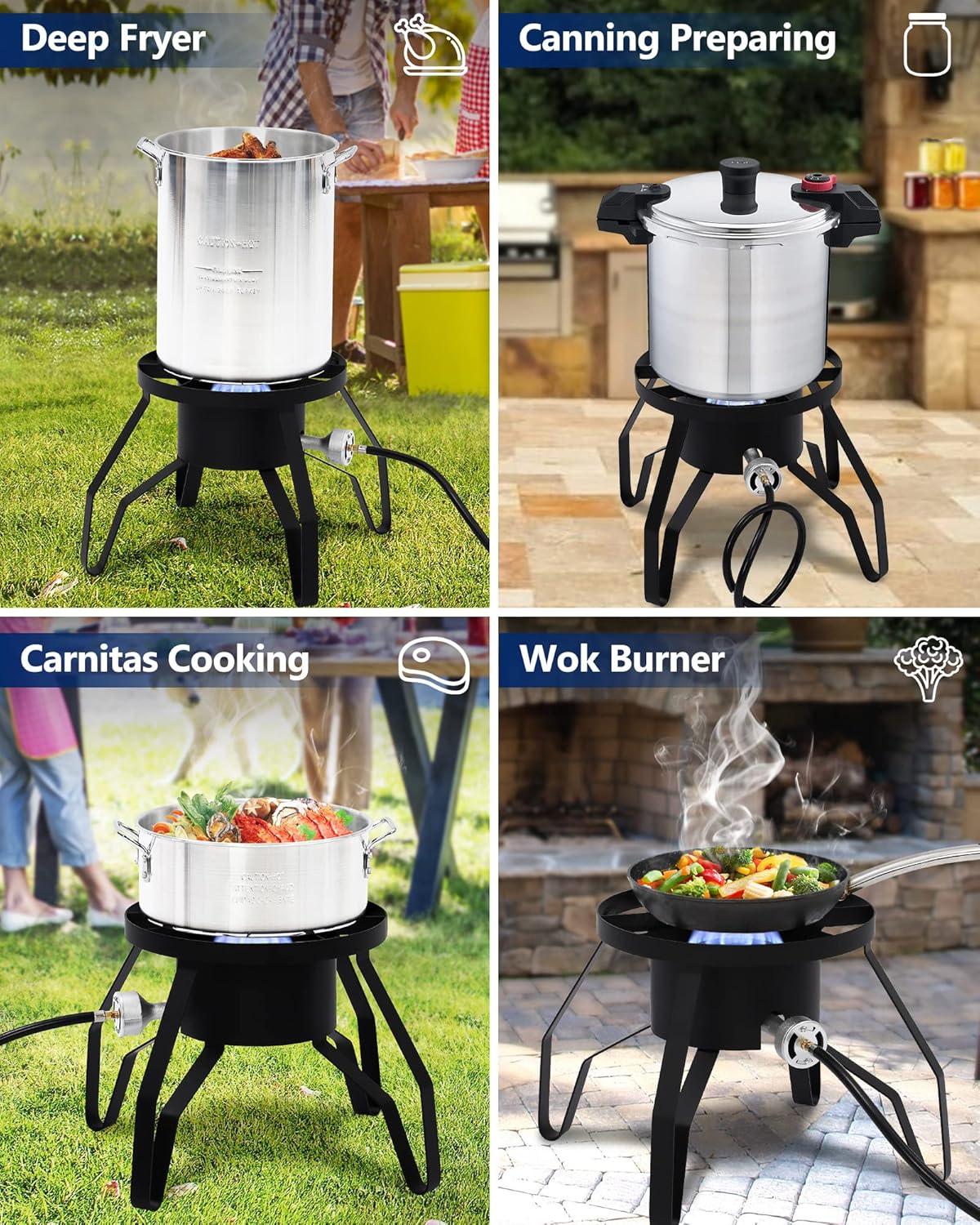 SingleBur-nerOutdoor Stove Propane, [High Heat Output][Portable] for Home Brewing, Turkey Fry, Maple Syrup Prep-14"