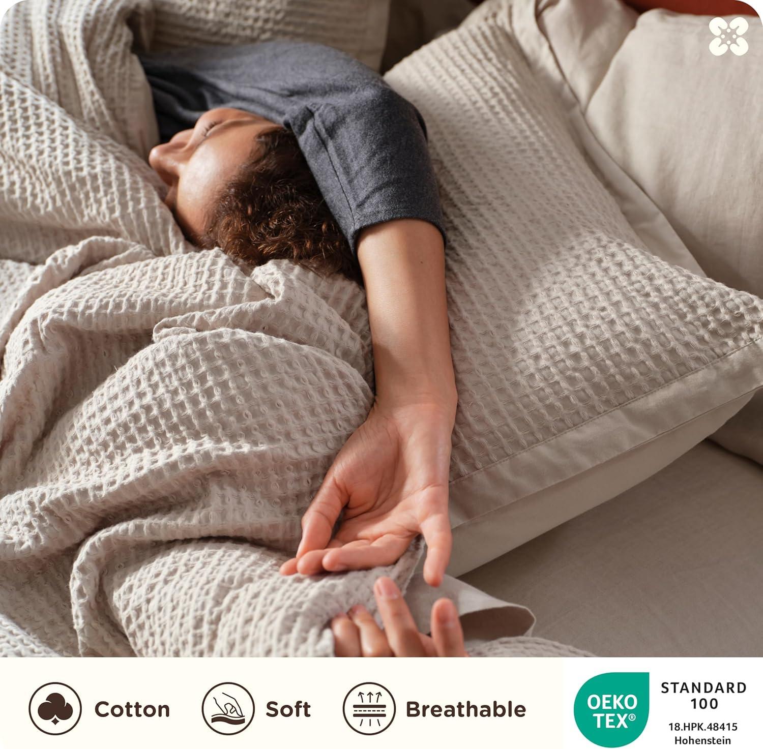 Bedsure Essential Bedsure Cotton Duvet Cover Set - 100% Cotton Waffle Weave Coconut Duvet Cover GentleSoft™️