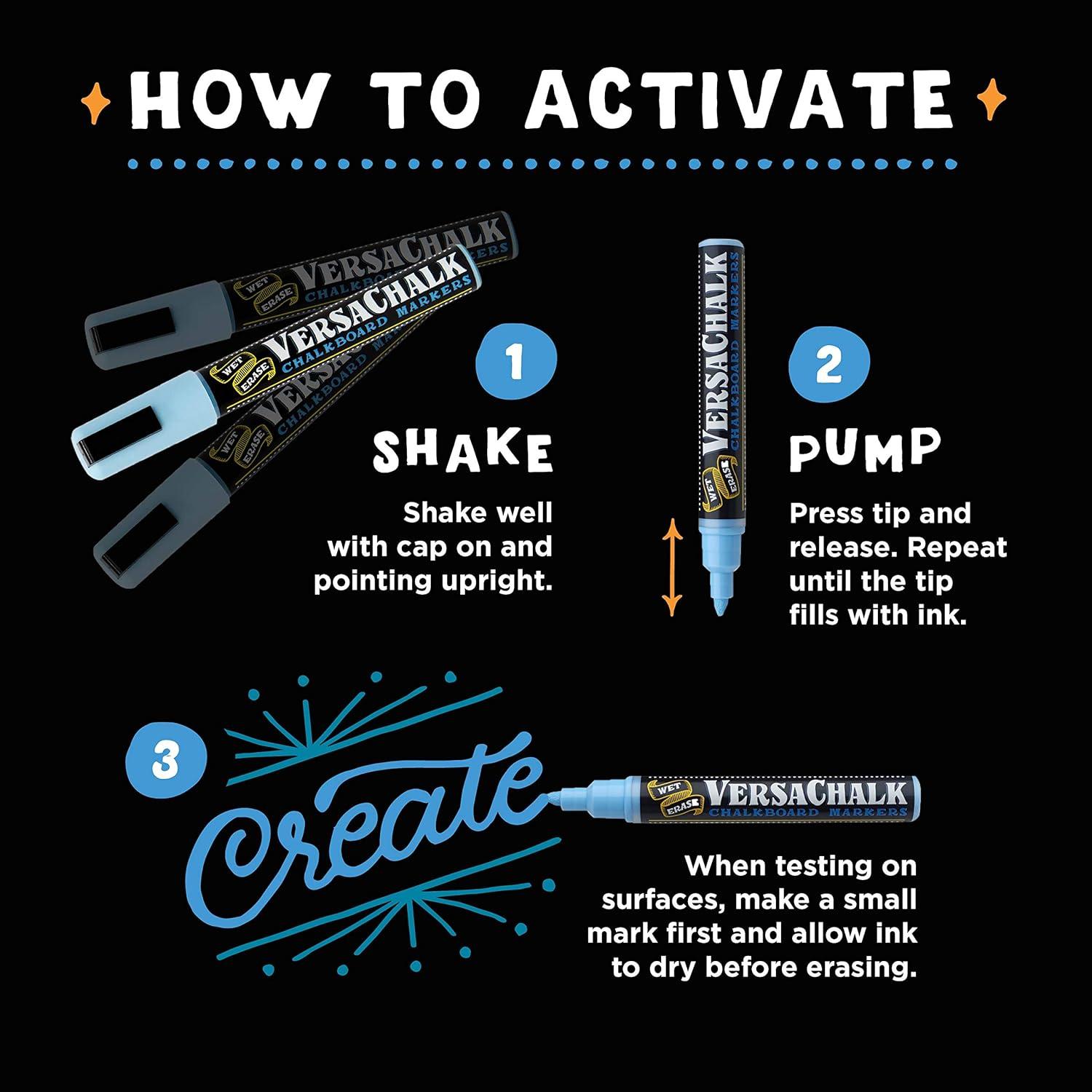 VersaChalk VersaChalk White Liquid Chalk Markers - 2 set, Wet Erase, for Chalkboards & Glass