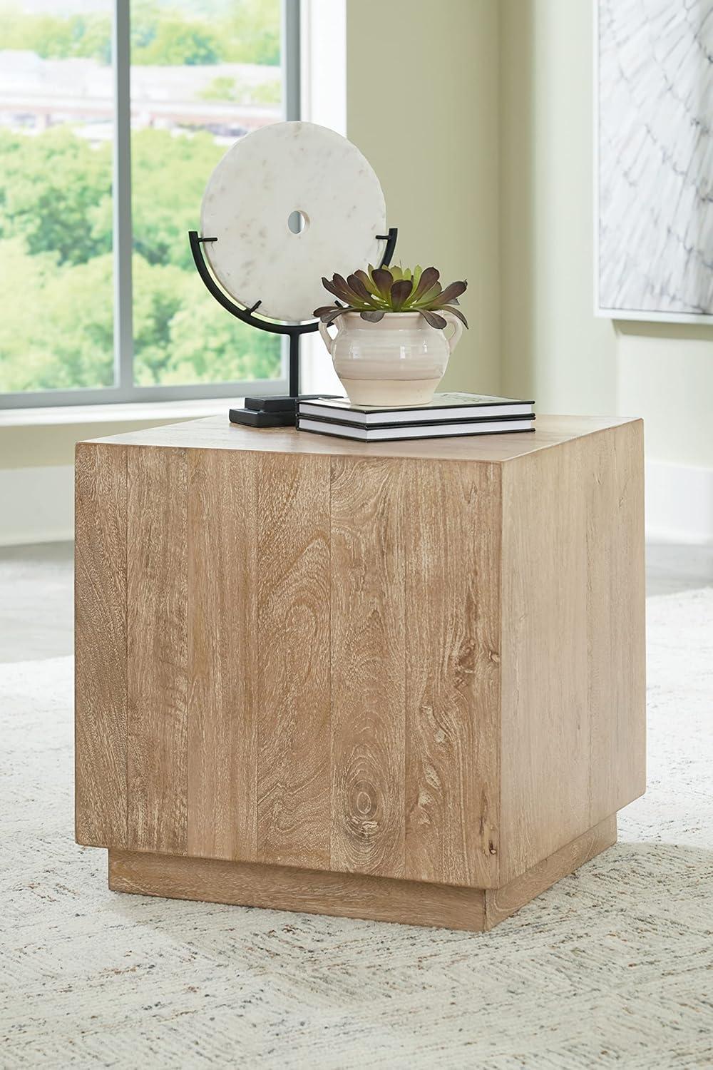 Belenburg Square Natural Wood Accent Table with Storage