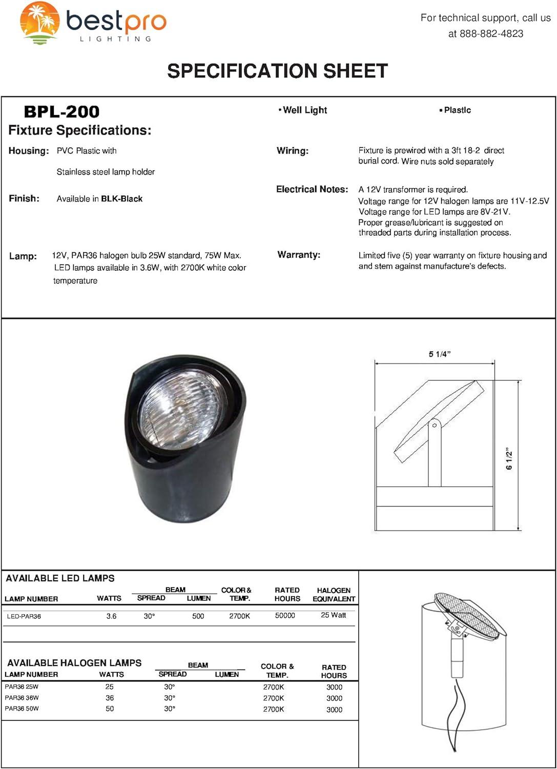 Best Pro Lighting In-Ground Low Voltage Outdoor and Landscape Lighting PVC Well Light 12V