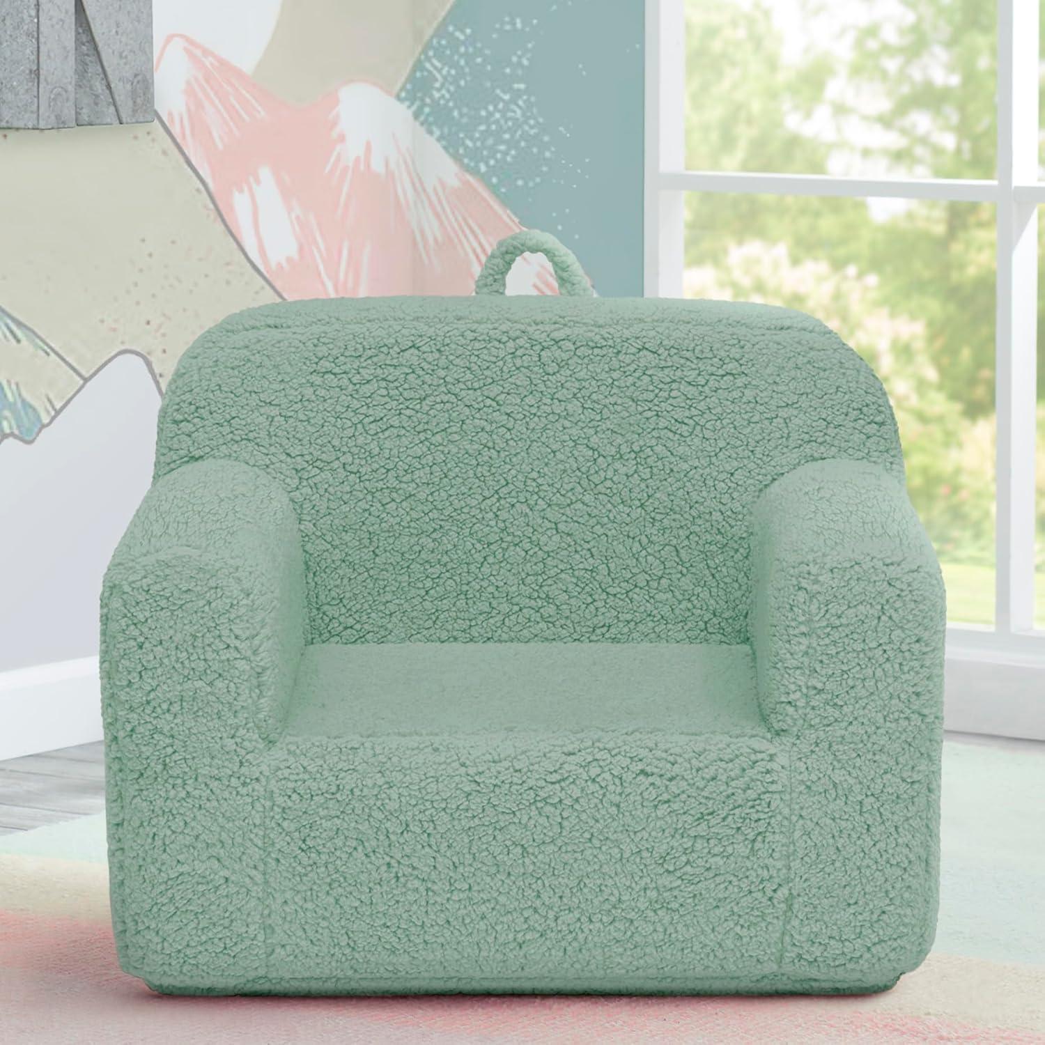 Delta Children Sherpa Cozee Chair - Foam Kids Chair for Ages 18 Months and Up, Sage