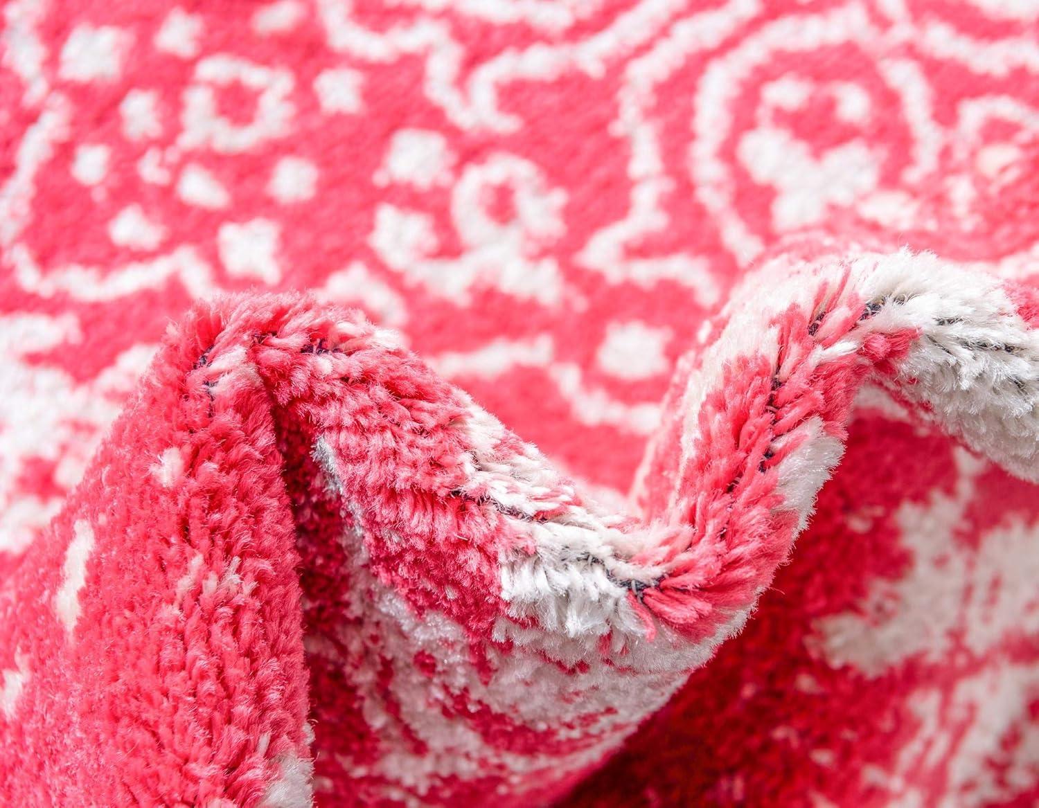 Unique Loom Richmond Collection Area Rug - Medallion (4' 1" x 6' 1" Rectangle Pink/Ivory)