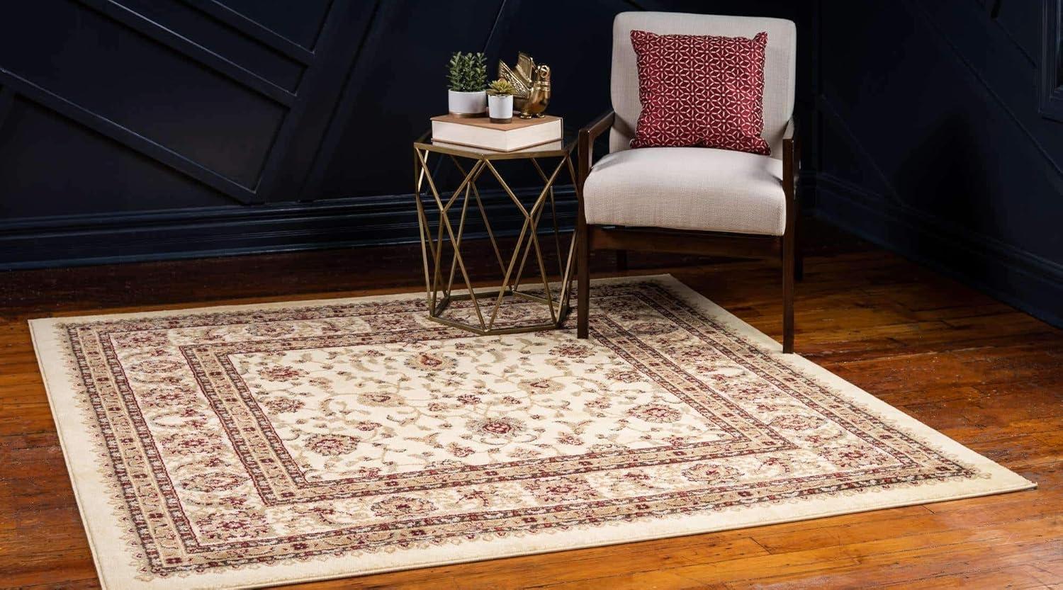 Unique Loom Voyage Collection Area Rug - St. Louis (5' 3" Square Cream/Brown)