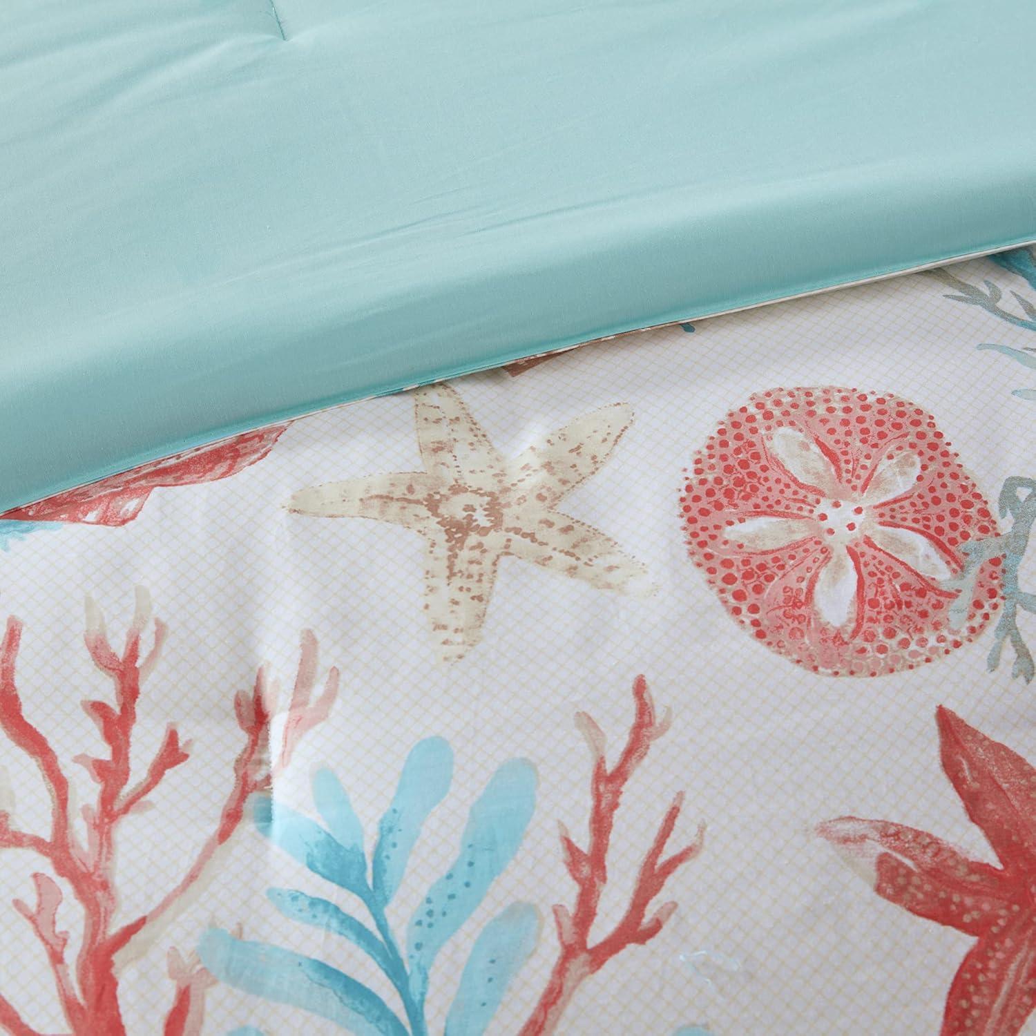 California King Coral Cotton Coastal Comforter Set