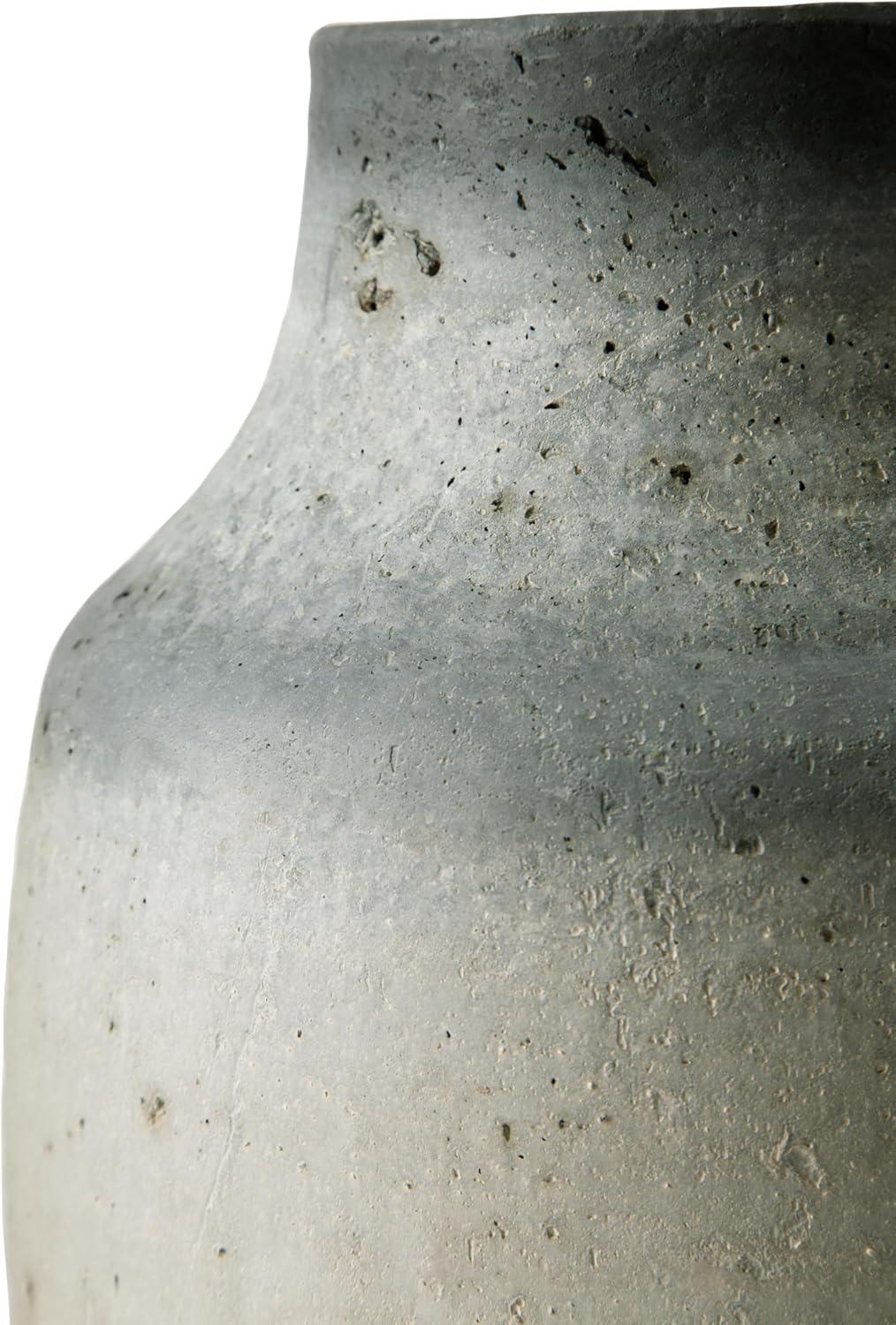 Signature Design by Ashley Moorestone Casual 13.13" Cement Tabletop Vase with a Distressed Finished Look, Gray & Black