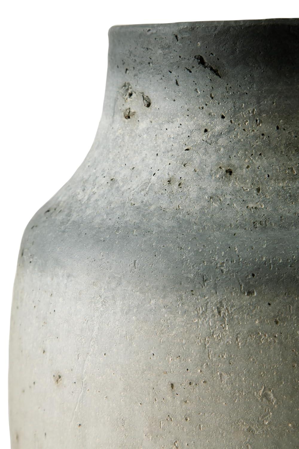 Signature Design by Ashley Moorestone Casual 13.13" Cement Tabletop Vase with a Distressed Finished Look, Gray & Black