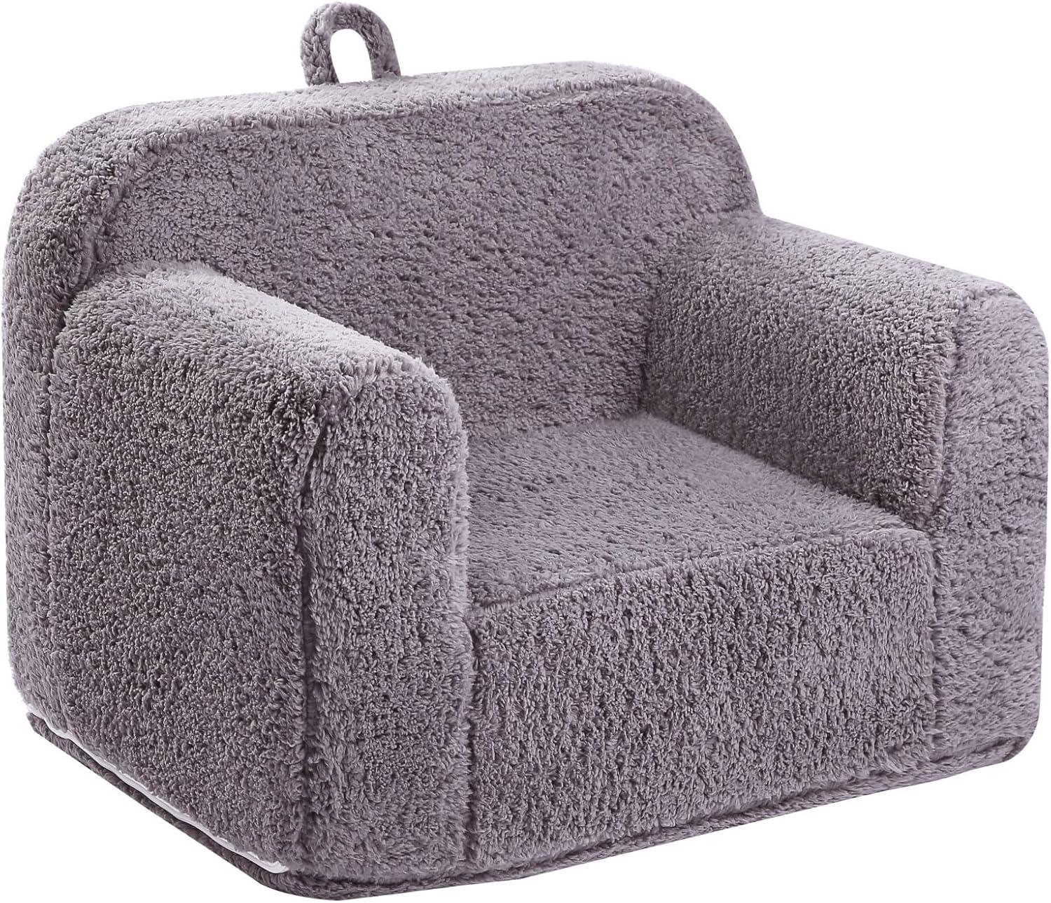 Gray Sherpa Foam Armchair for Kids