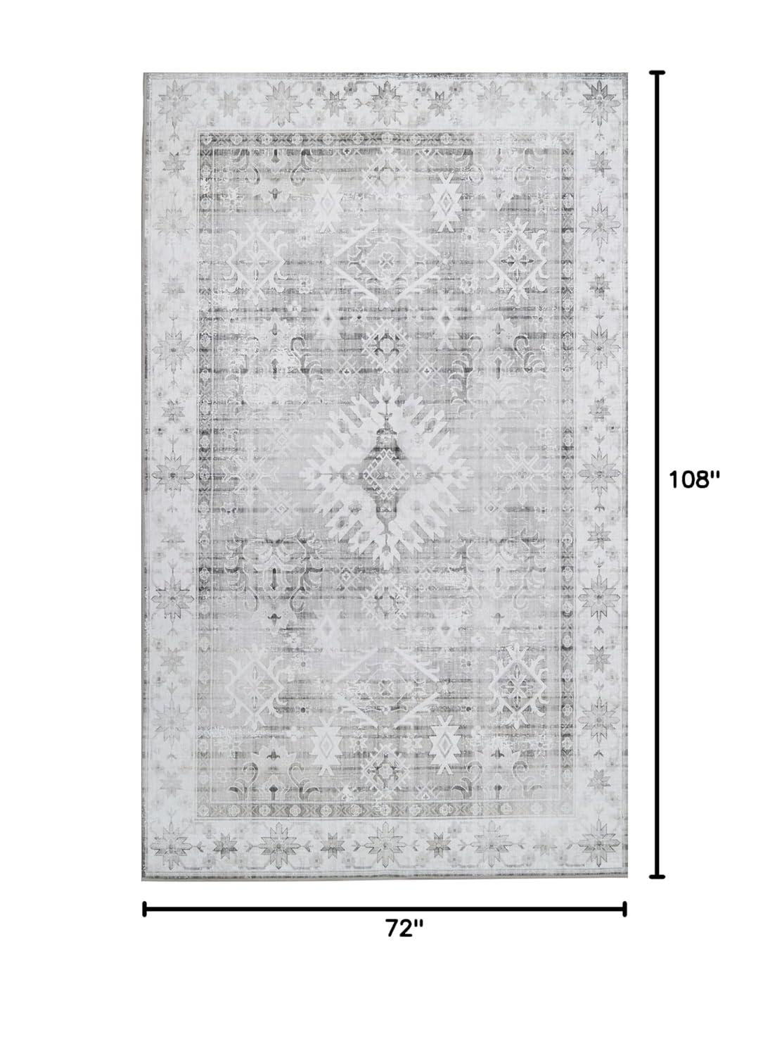 ABYNOW 6x9 Area Rug – Machine Washable, Soft Modern Abstract Carpet for Living Room & Bedroom with Non-Slip Backing, Grey