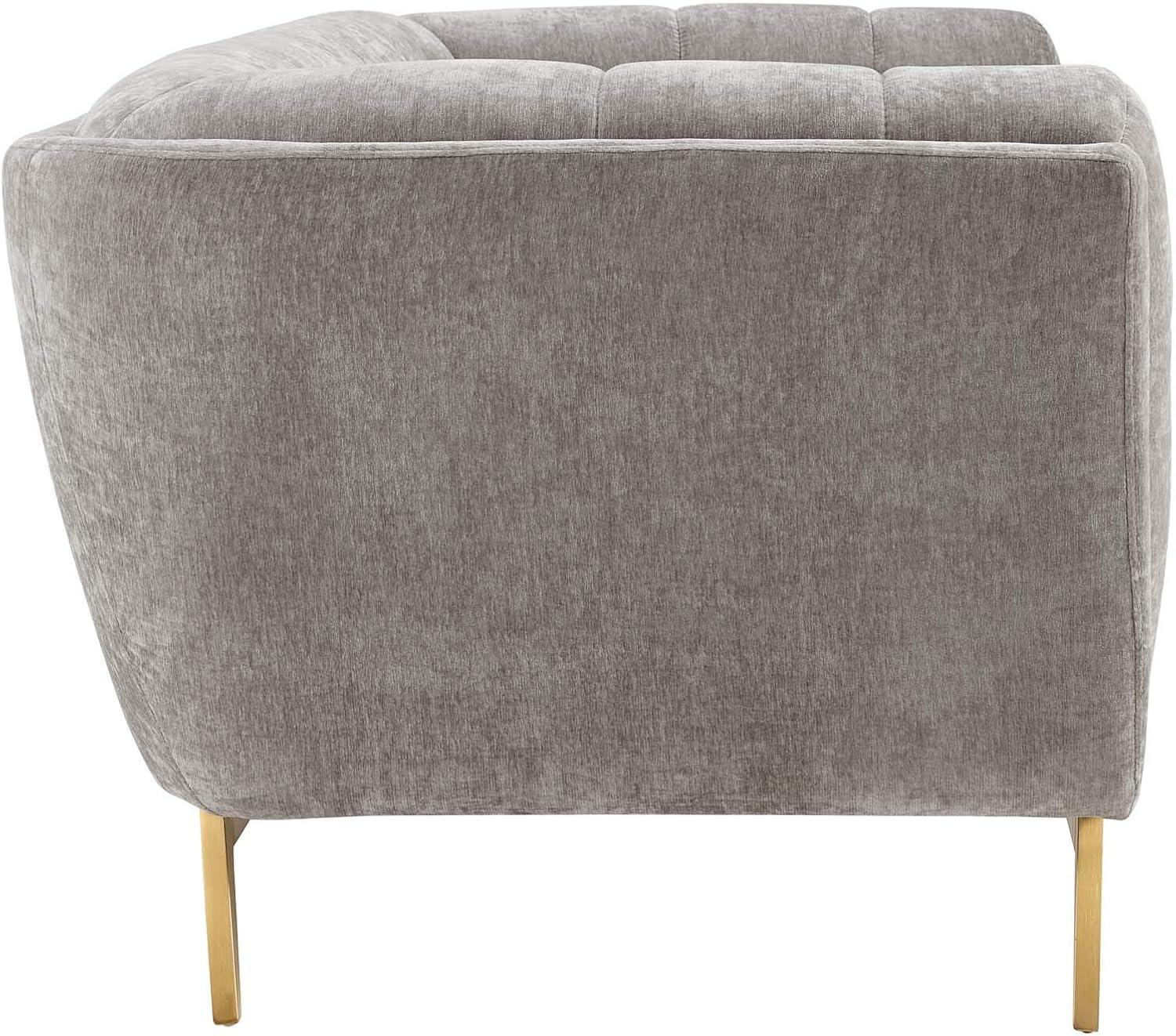 Modway Bestow Crushed Performance Velvet Sofa in Light Gray & Gold