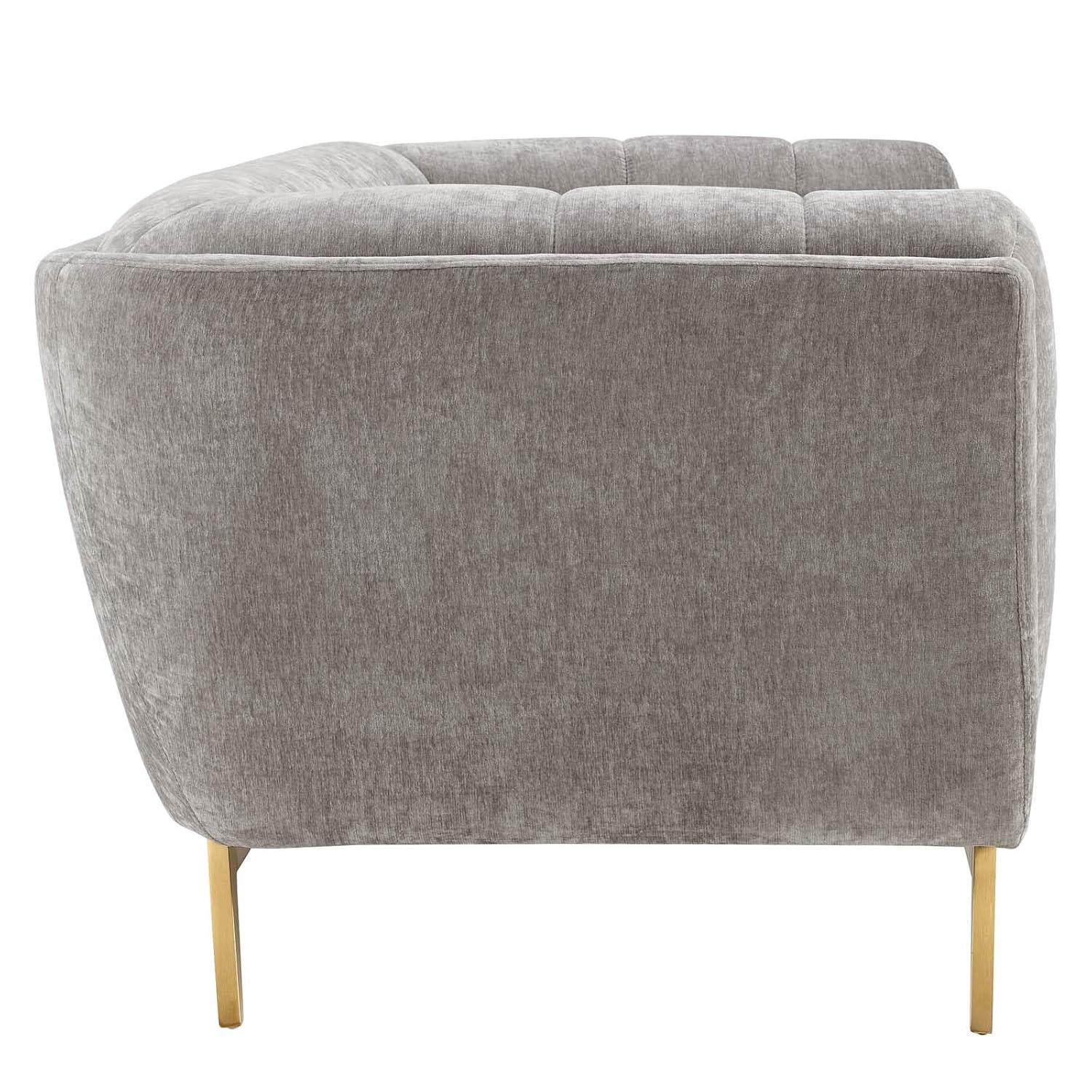 Modway Bestow Crushed Performance Velvet Sofa in Light Gray