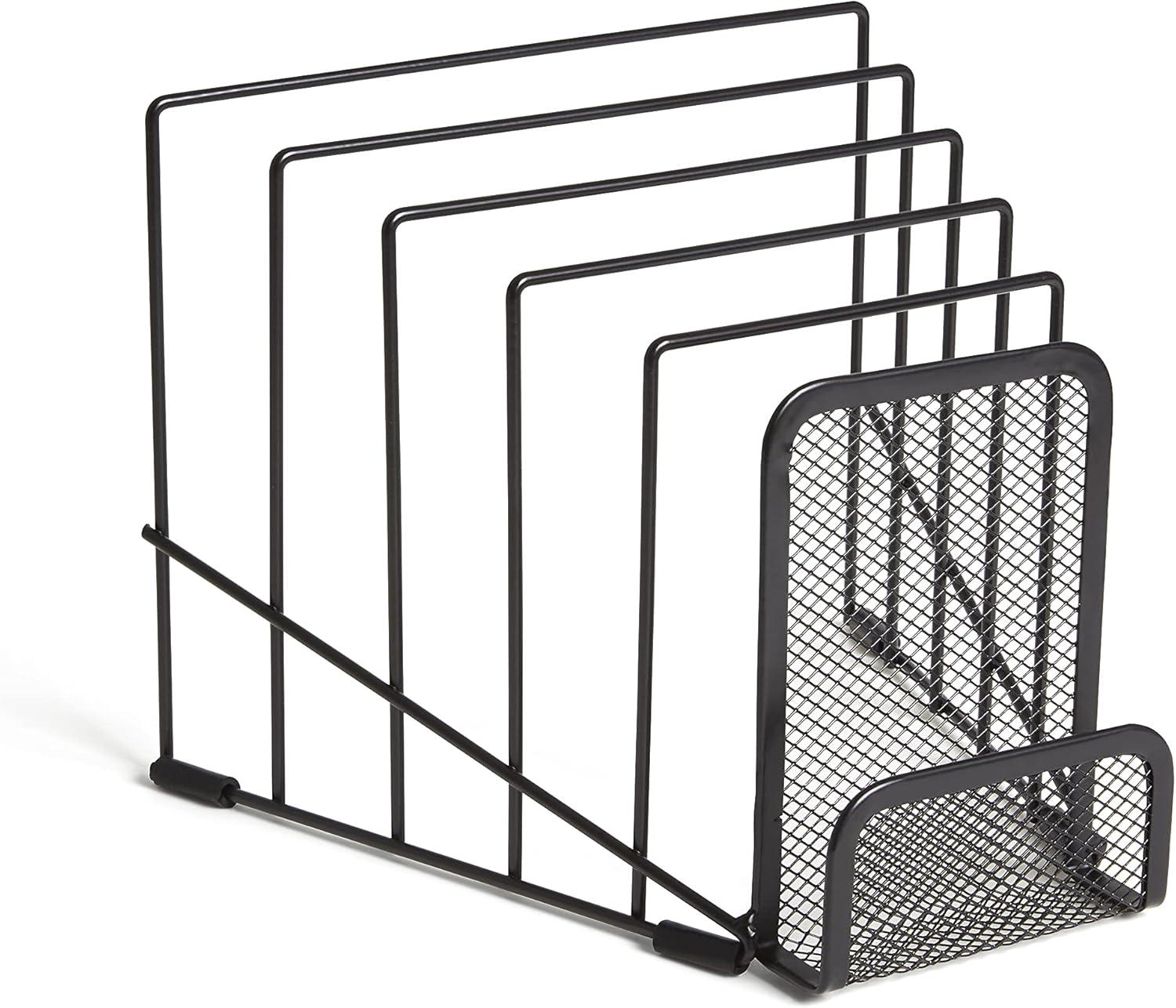 TRU RED 6 Compartment Wire Mesh Letter Holder Matte Blk TR57561-CC