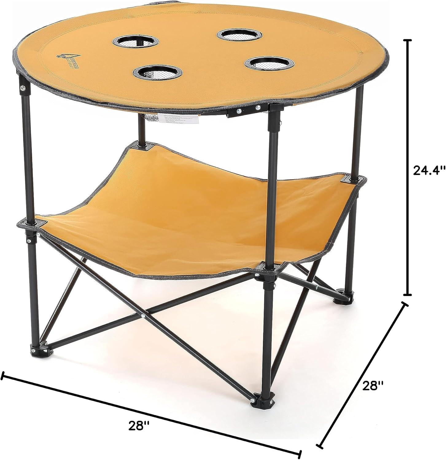 ARROWHEAD Outdoor Round Fabric Outdoor Folding Camping Table