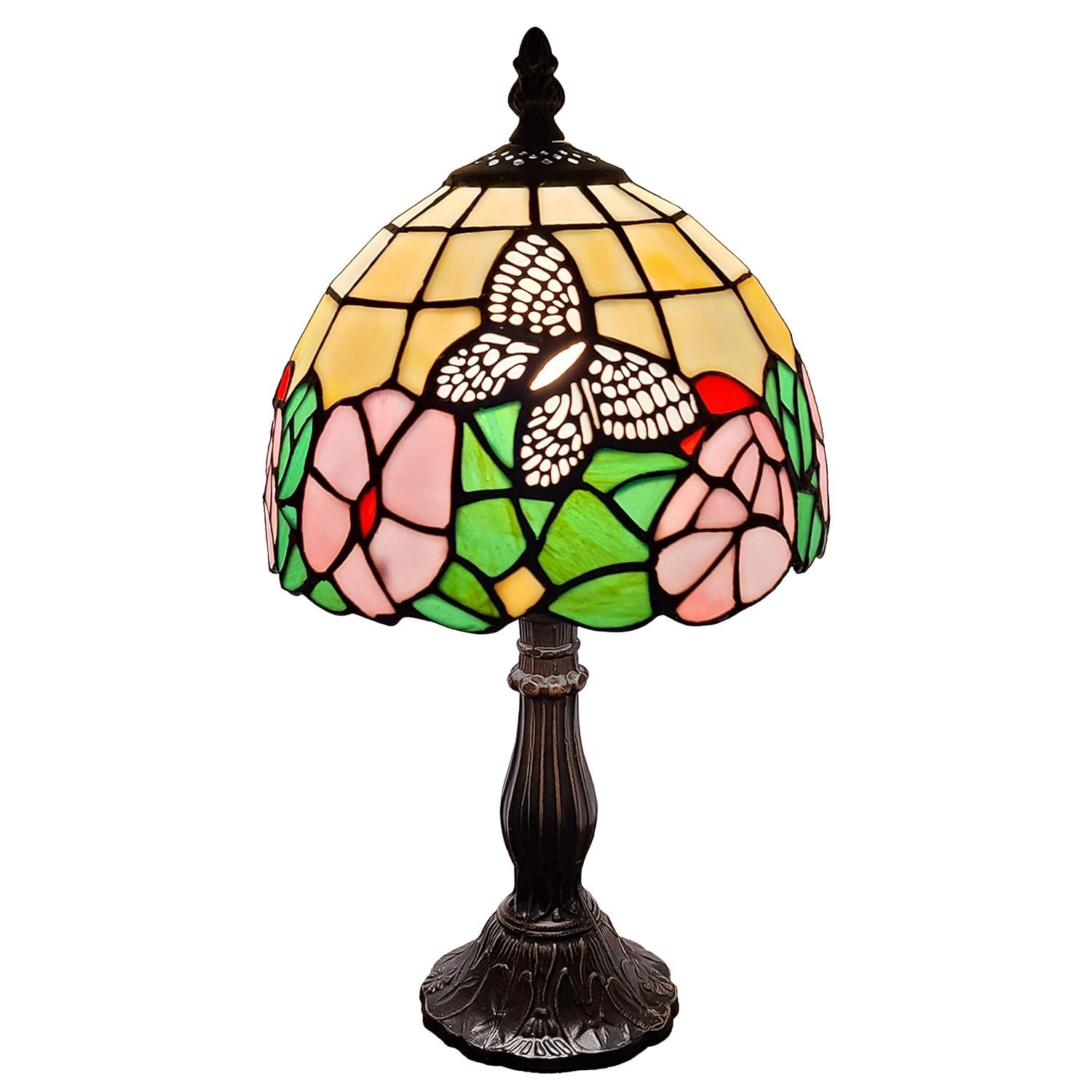 Amora Lighting Tiffany Style Floral Mini Table Lamp 15 Inch High