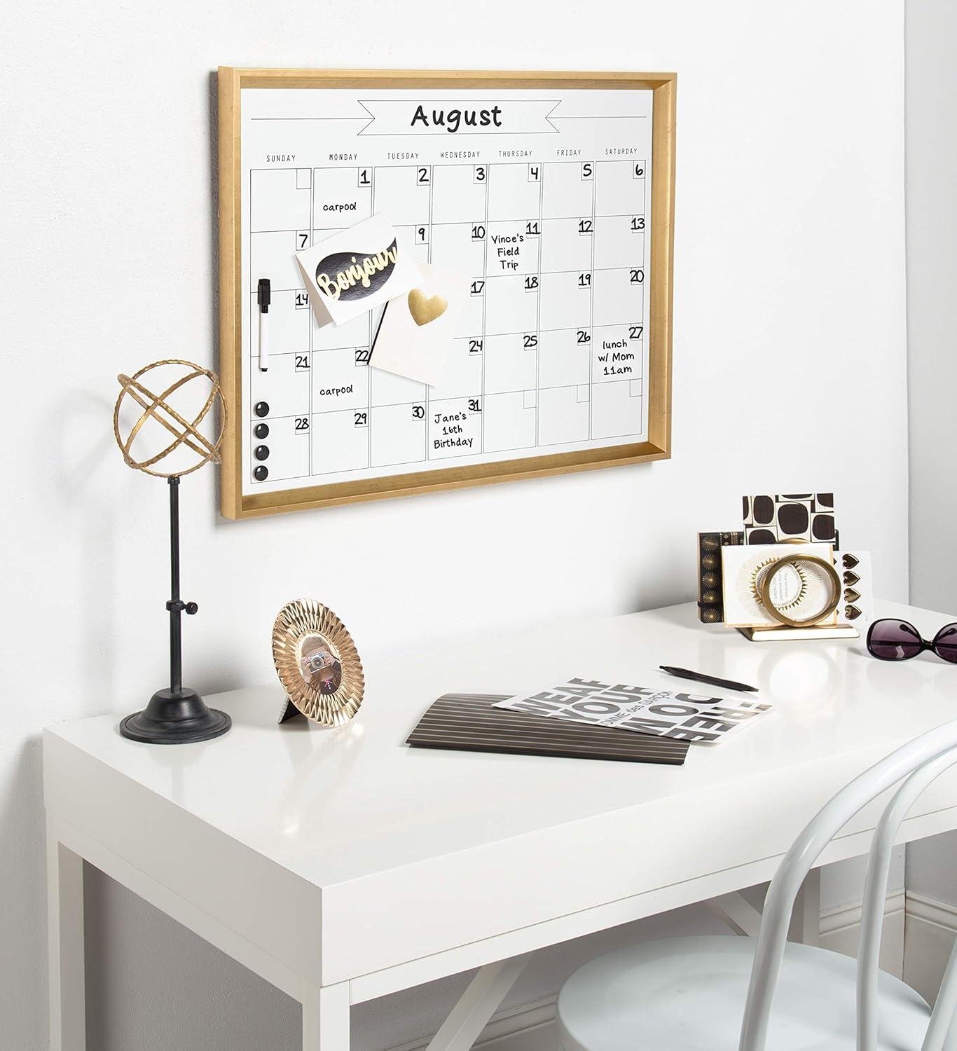 Gold Framed Magnetic Dry Erase Monthly Calendar