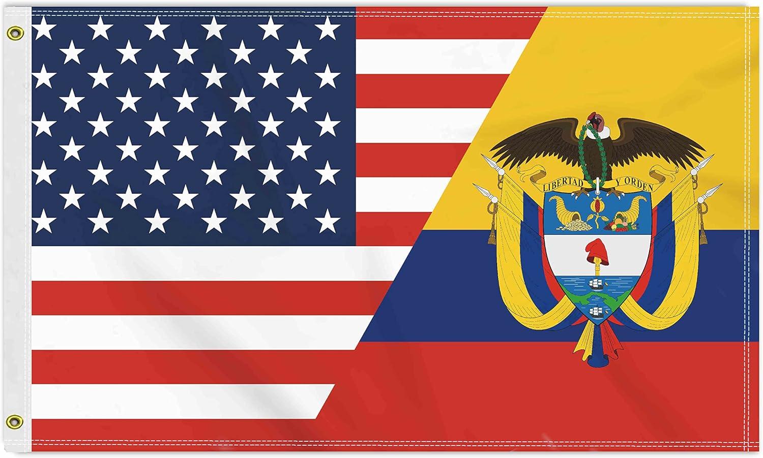 3x5 FT USA Colombia Patriotic Outdoor Banner with Brass Grommets