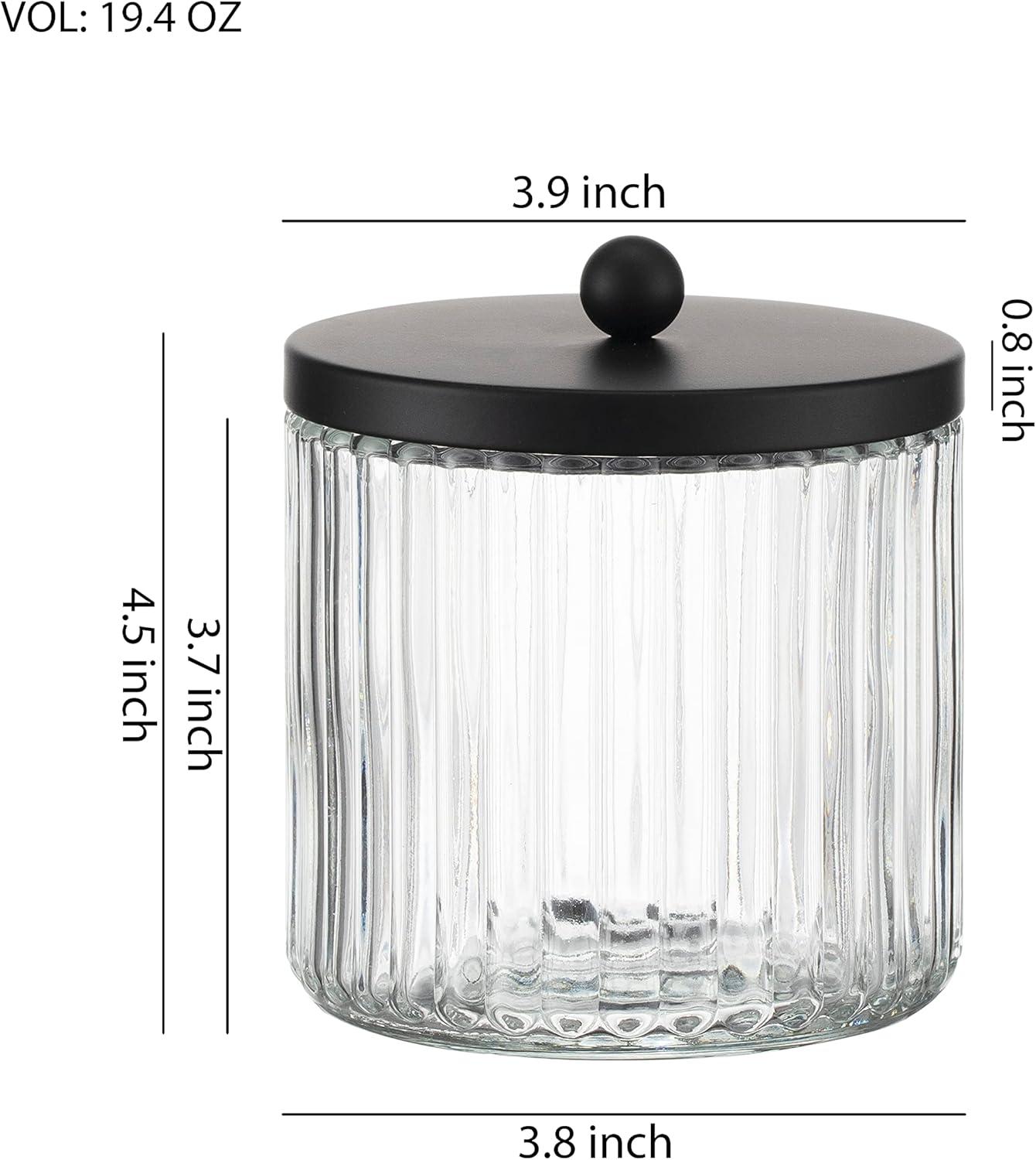 Clear Glass Bathroom Canister Set with Black Metal Lids