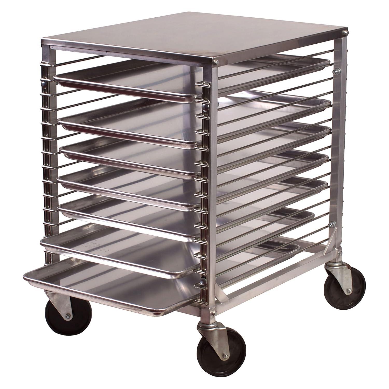 Winco 15-Tier Aluminum Sheet Pan Rack with Hard Top and Wire Slides