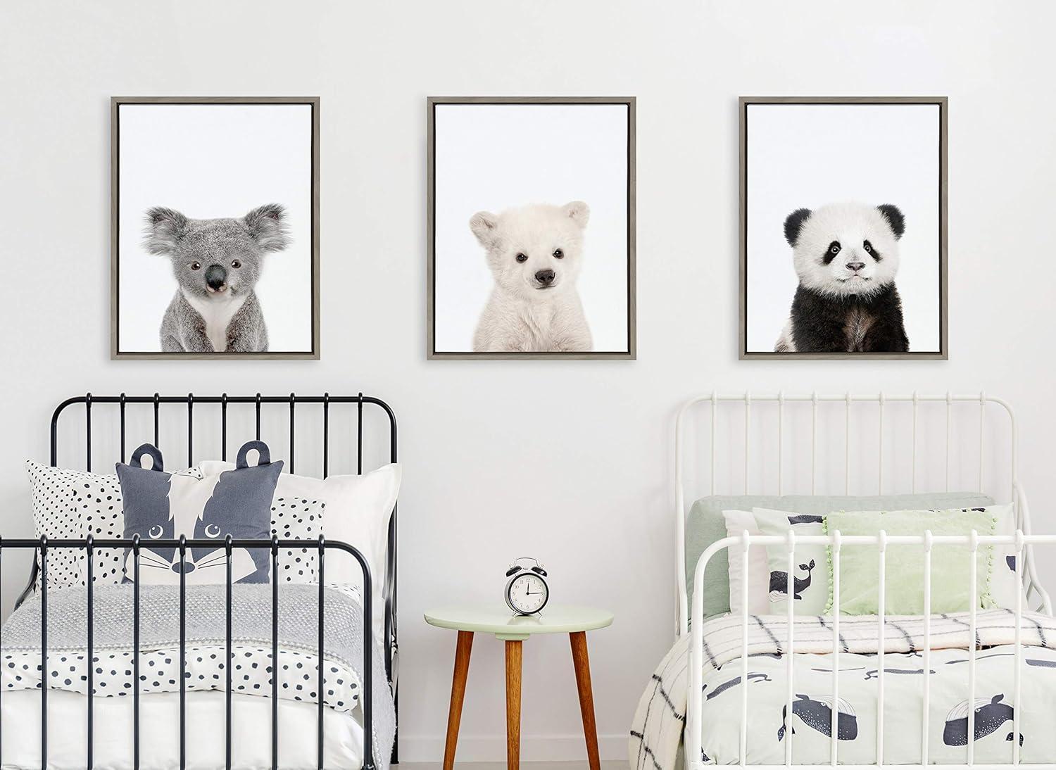 3pc Sylvie Three Bears Framed Canvas Wall Art by Amy Peterson: Modern Nursery Decor - Kate & Laurel