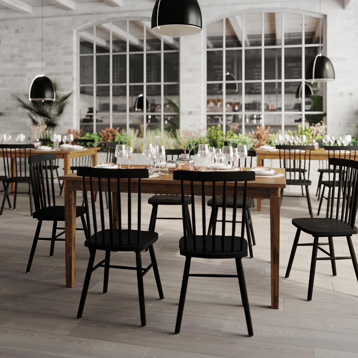 Flash Furniture Henry 60" Solid Wood Dining Table, Commercial Grade Heavy Duty Rectangle Wood Table for 6, Brown Matte Finish