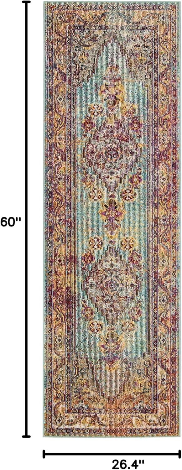 Crystal CRS507 Power Loomed Accent Rug - Light Blue/Orange - 2'2"x5' - Safavieh.