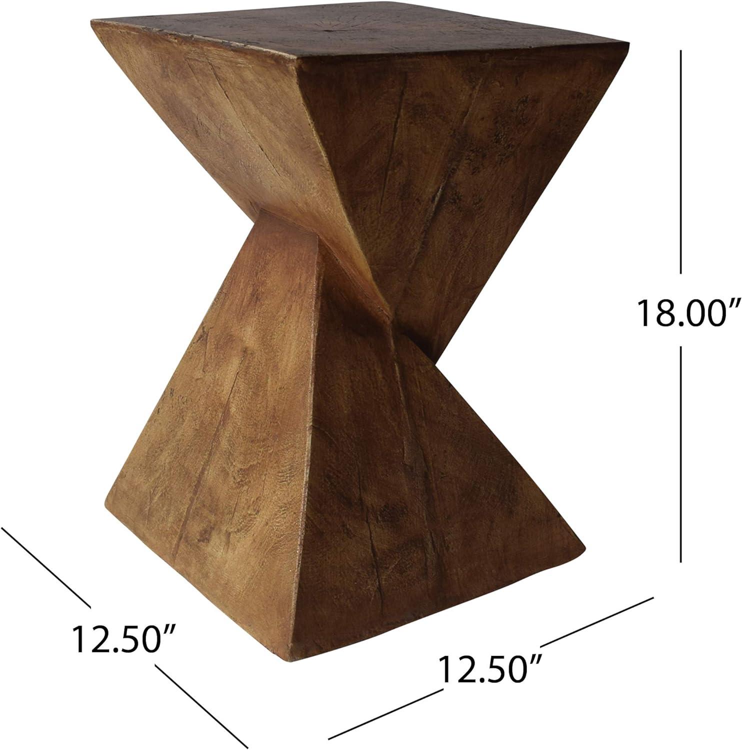 Twisted Hourglass Modern Accent Table in Wood Finish