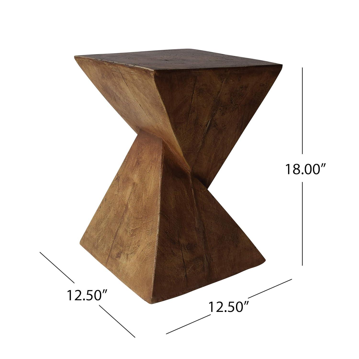 Christopher Knight Home Tess Indoor/Outdoor Geometric Lightweight Concrete Accent Table, Natural Brown