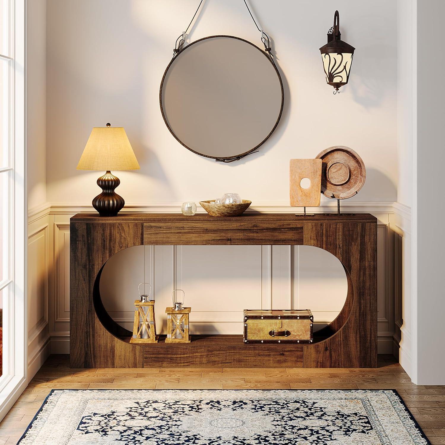 Millwood Pines 63-Inch Console Table,Narrow Sofa Table Behind Couch