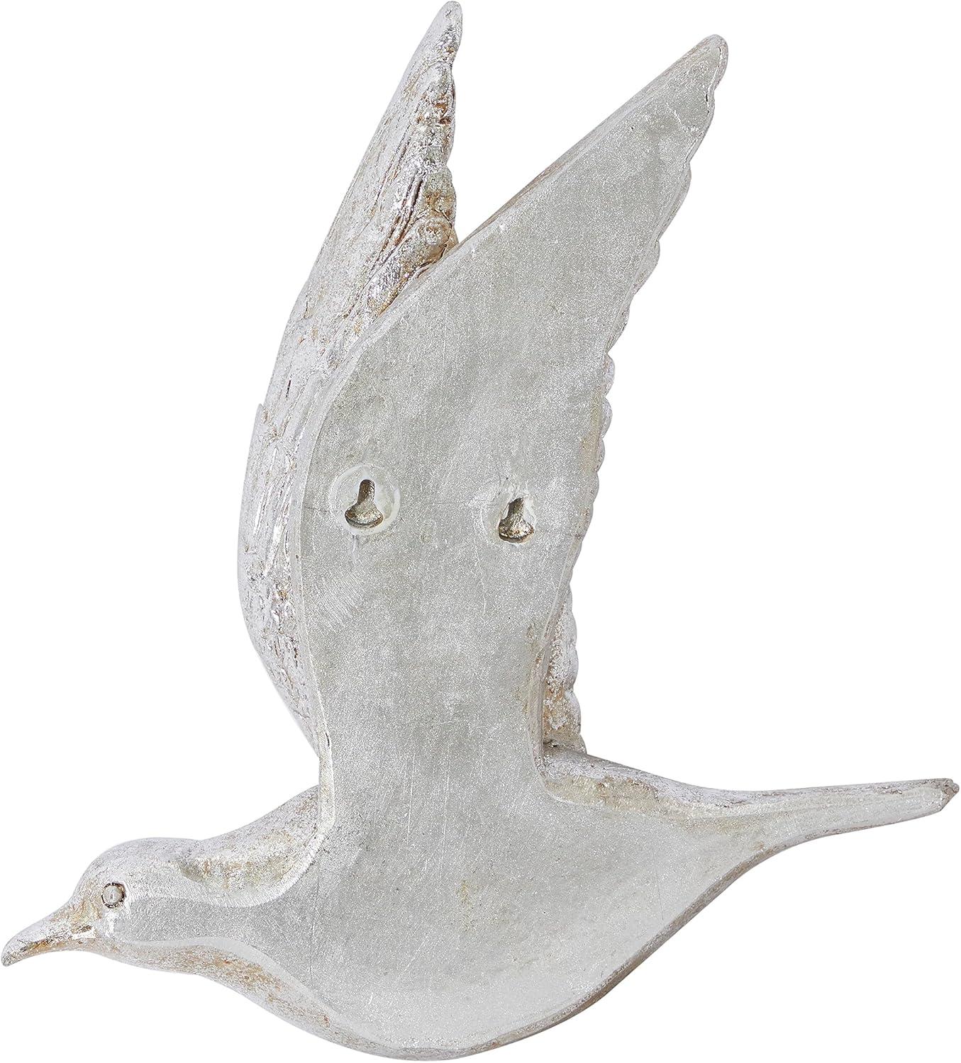 DecMode Silver Polystone Metallic 3D Sculpted Bird Wall Decor (3 Count)