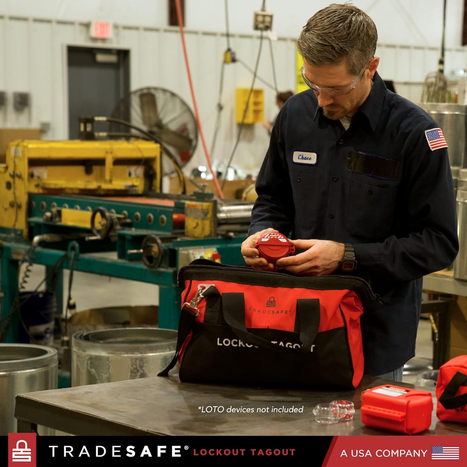 TRADESAFE Lockout Tagout Tool Carrying Bag, Unstocked Lockout Bag, 16-1/2" x 8-1/2" x 11-1/2"