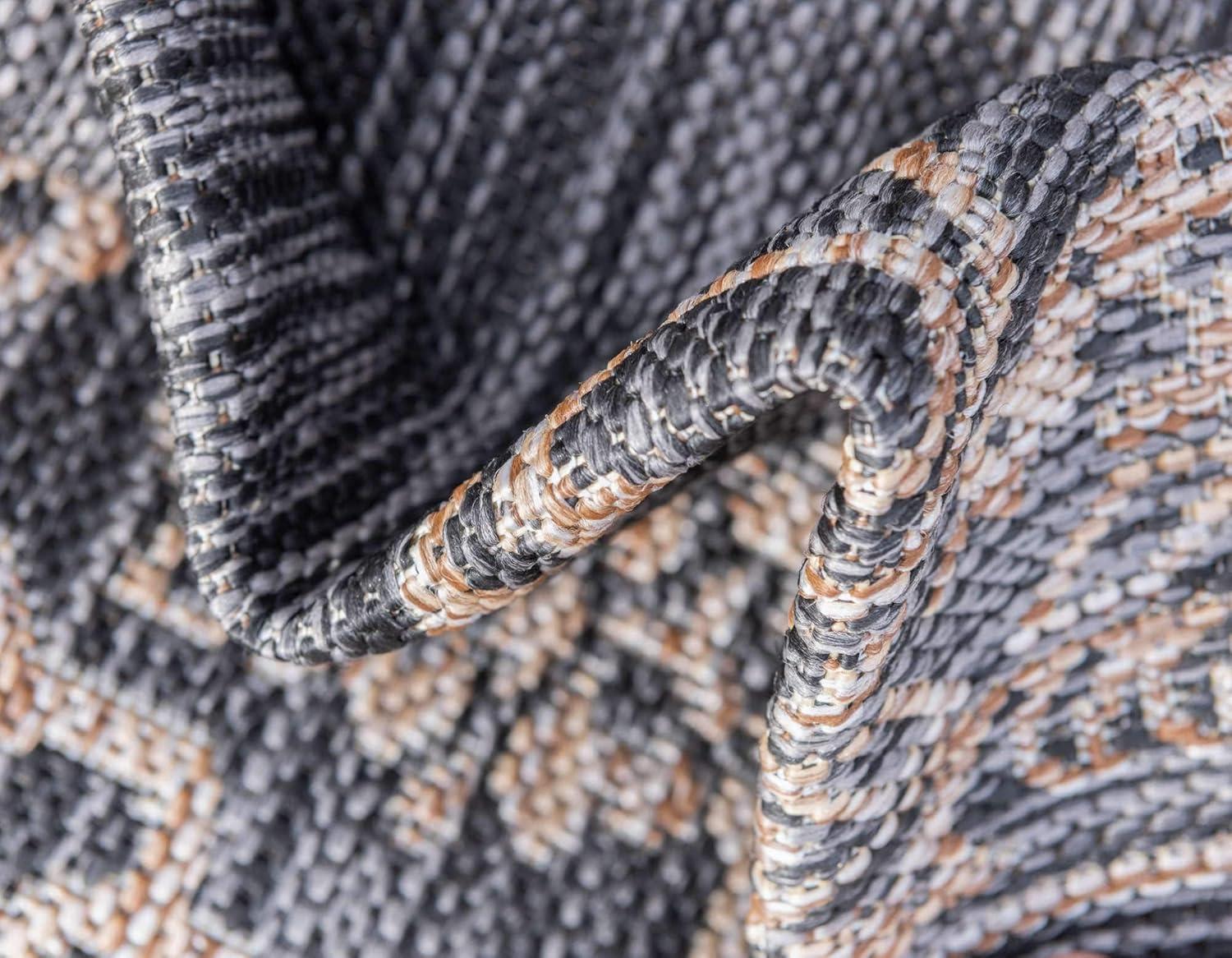 Unique Loom 6' 1 x 9' 0 Rectangle Indoor/Outdoor Traditional Charcoal Gray Area Rug