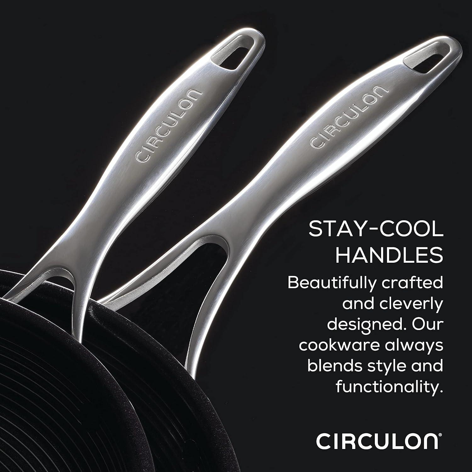 Circulon Clad Stainless Steel Frying Pans with Hybrid SteelShield, 2 Piece, Silver