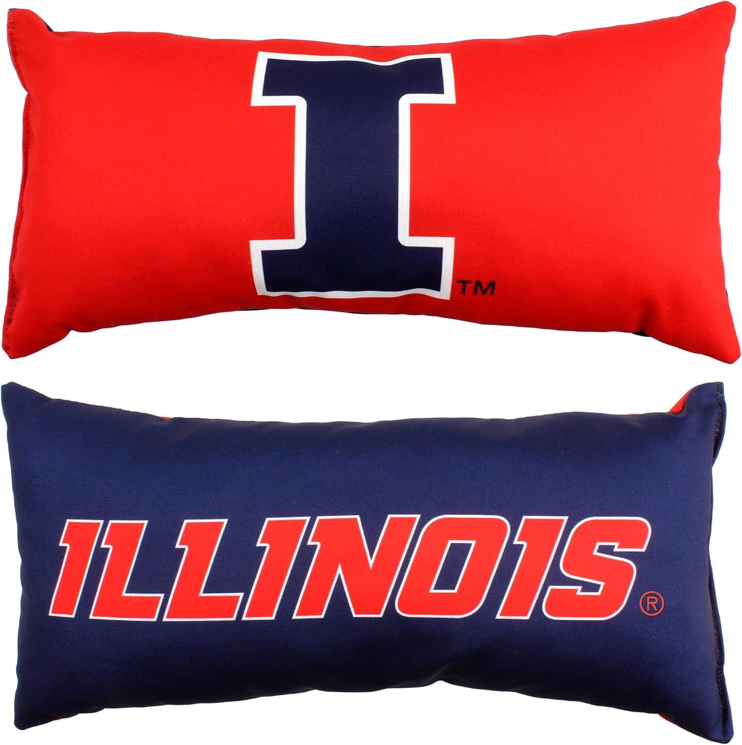 College Covers Solid Color Bolster Travel Pillow, 1 Count (Pack of 1), Illinois Fighting Illini