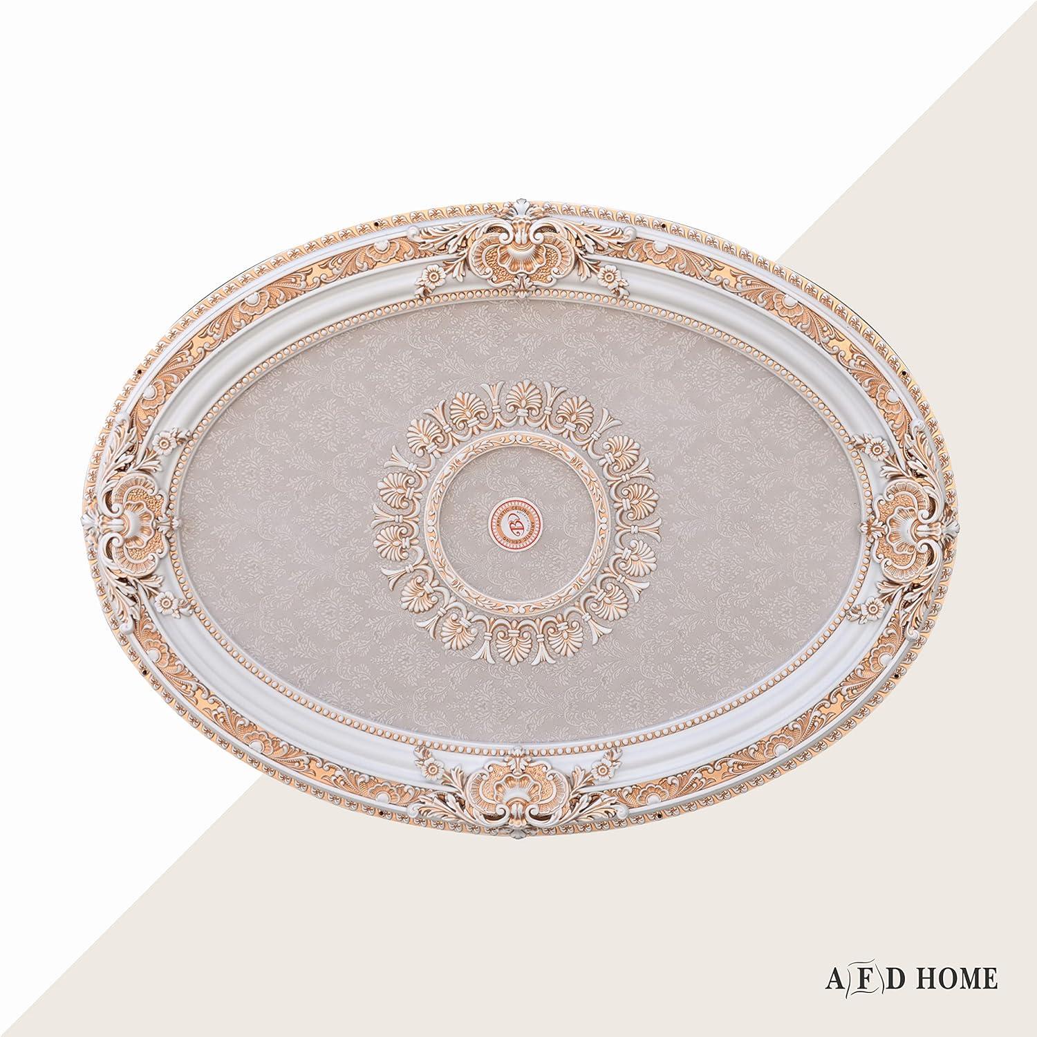 French Blanco Oval Chandelier Ceiling Medallion