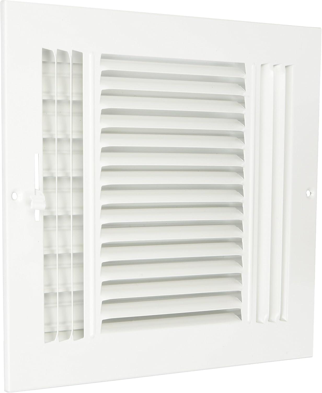 Fits 10x8 Duct Opening 3 WAY Steel Air Supply Diffuser by Handua | Register Vent Cover Grill for Sidewall and Ceiling | White | Outer Dimensions: 11.75" X 9.75"