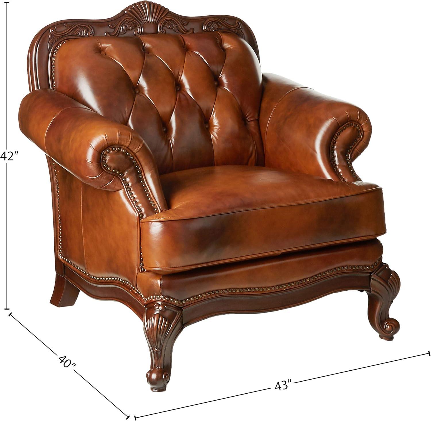 Victoria Rolled Arm Chair Tri-tone and Brown