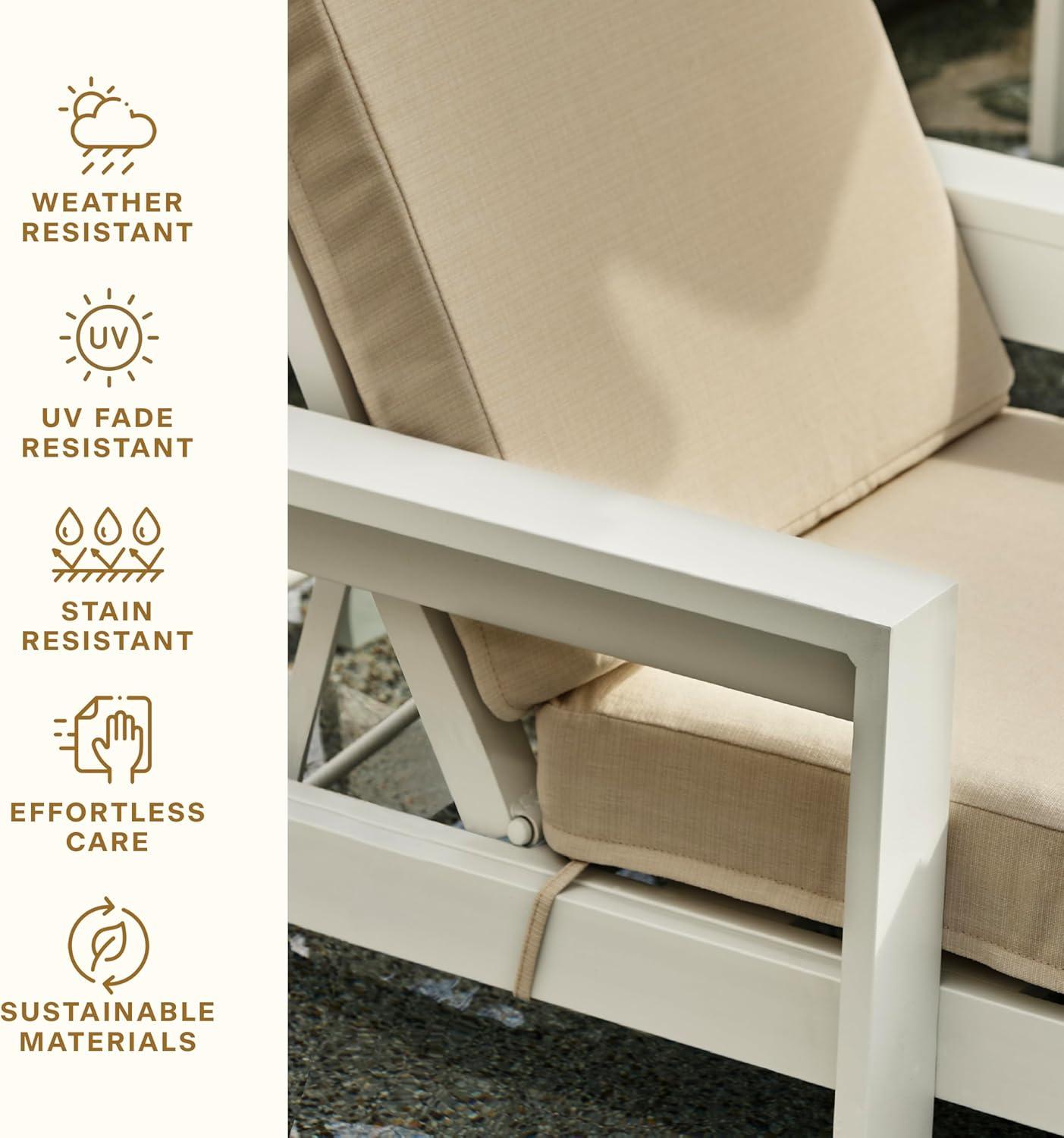 Honeycomb Outdoor Chaise Lounge Cushion - Textured Solid Bone