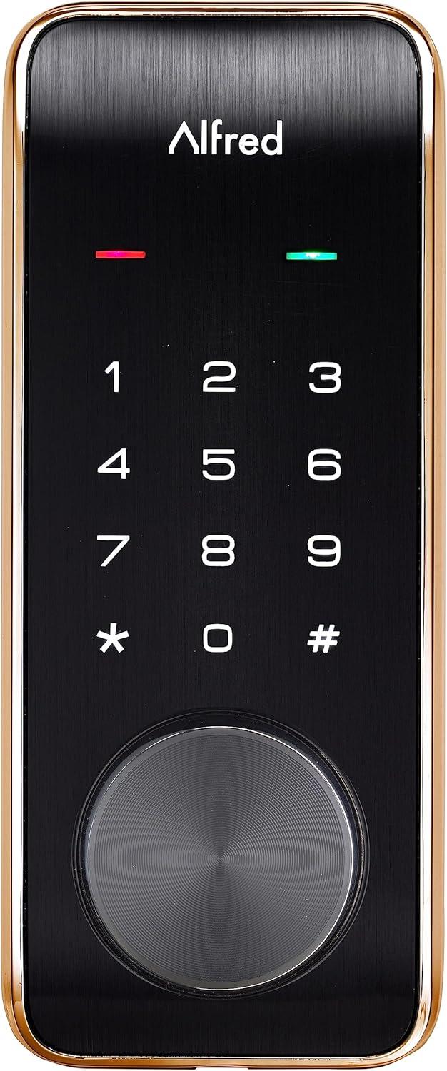 Gold and Black Smart Touchscreen Deadbolt with Wi-Fi and Bluetooth