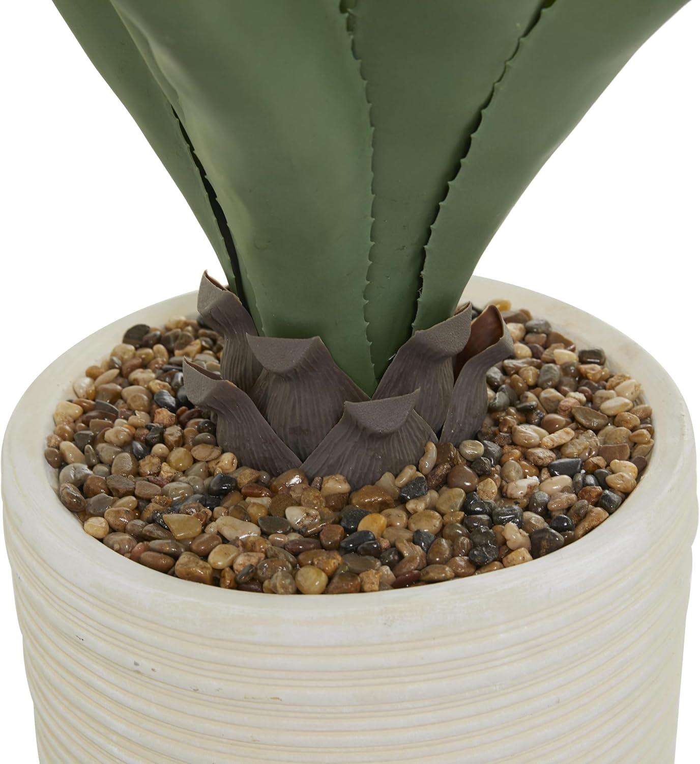 DecMode 31" Artificial Agave Plant in Realistic Leaves and Beige Ceramic Pot