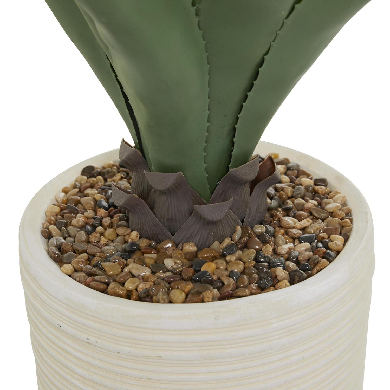 DecMode 31" Artificial Agave Plant in Realistic Leaves and Beige Ceramic Pot